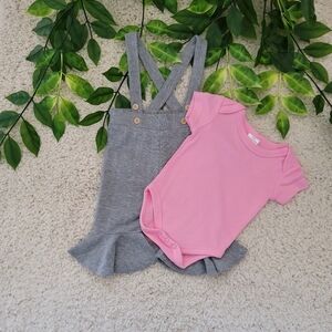 Baby Girl Plaid Flared Overall Outfit (0-3 Months)